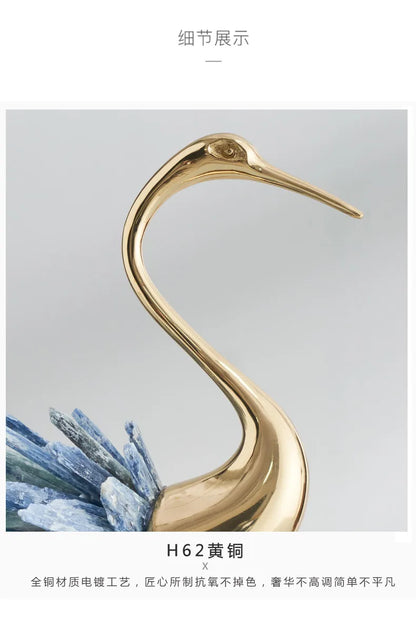 Crystal Swan Brass Body Luxury Crafts Home Living Room House Bedroom Interior Accessories Nordic High-end Animal Art Decorations