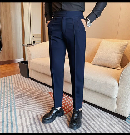 High Quality Men's Suit Pants Solid Color England Style Slim Fit Smart Casual Trousers Men Spring Autumn Fashion Suit Pants Man