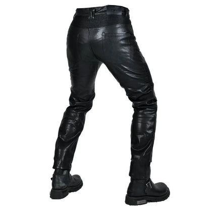 Motorcycle Black Men Leather Pants Outdoor Protective Knee Hip Pads Motocross Racing Pants Motorbike Cycling Trousers 2024