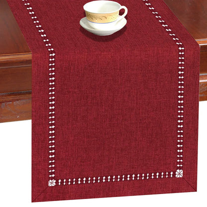 Handmade Hemstitch Gray Dining Table Runner Or Dresser Scarf Rectangular 32x183CM for Family Kitchen Table Runners