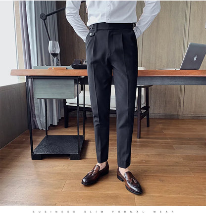 2024 Autumn Spring High Quality Men's Slim Fit Suit Pants Business Casual Trend Korean Fashion Straight Leg Pants 29-36