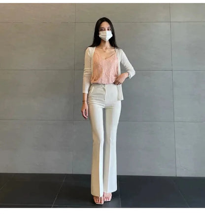 WOMENGAGA Fashion Sexy Pants Korea Slim High Waist Sexy Slightly Slim Casual Pants For Women Elegant And Mature Women D45B