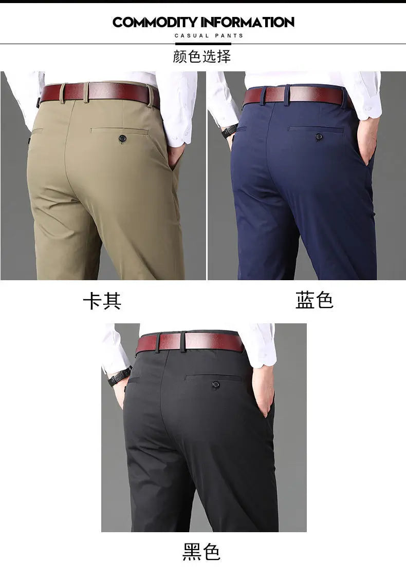 Fashion Men Business Office Suit Pants Spring Summer New Streetwear Male Clothing Loose Solid Casual Straight Full Trousers 2022