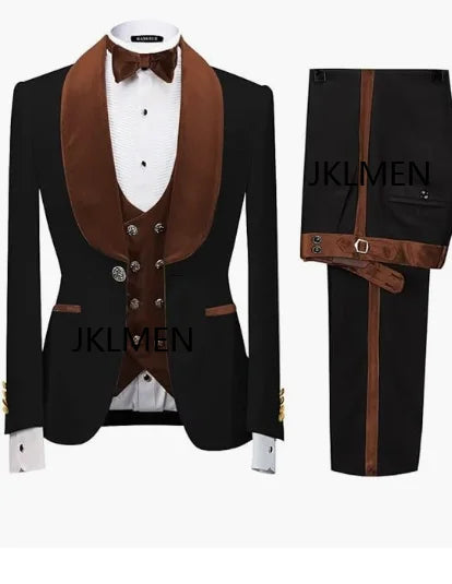 Floral Jacket Men Suit Slim Fit Wedding Tuxedo Navy Blue Velvet Lapel Groom Party Suits Costume Homme Best Man Blazer