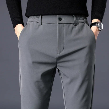 Spring Summer Thin Men's Business Casual Pants High Elastic Jogger Slim Straight Korean Brand Trousers Clothes Black Gray Blue