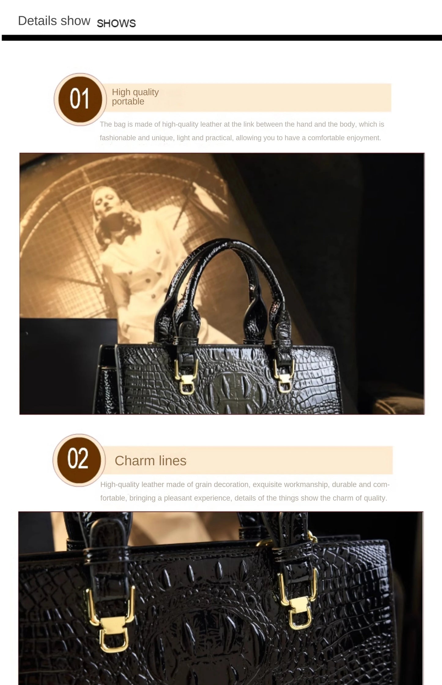 Luxury New Fashion Leather Women Handbags Crocodile Print Middle-aged Lady Mom Bag Leather Woman Bag Single Shoulder Tote Bags