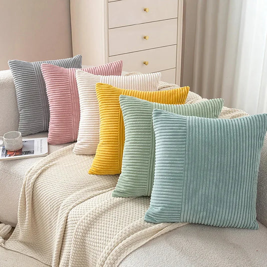 1PC Corduroy Stitching Pillowcase Solid Color Cushion Cover 45*45cm 30*50cm Sofa Bed Decoration Pillow Case Throw Pillow Covers