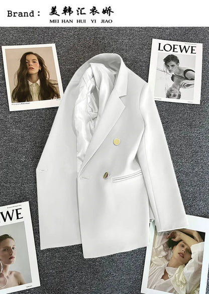 Office Lady Elegant Single Button Blazer For Women 2023 Autumn Long Sleeve Slim Stylish Jackets Winter Casual Chic Tops Coats