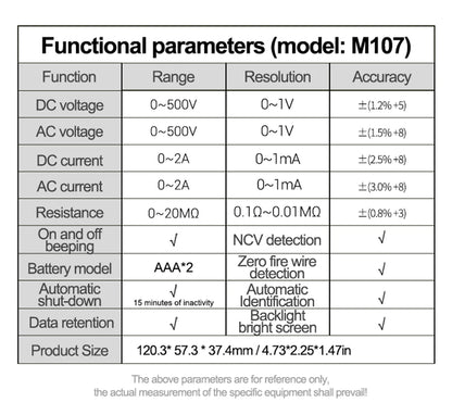 ANENG M107 Profesional Digital Multimeter 4000 Counts Auto Tester Digital Multimetre Testeur Electrique Mini Multímetro Test