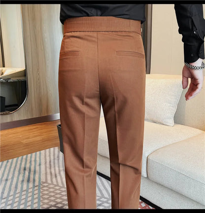 High Quality Men's Suit Pants Solid Color England Style Slim Fit Smart Casual Trousers Men Spring Autumn Fashion Suit Pants Man