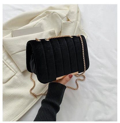 Luxury Red Velvet Crossbody Bags For Women Designer Small Shoulder Handbags Chain Messenger Bag Lady Mini Purses Hand Bag