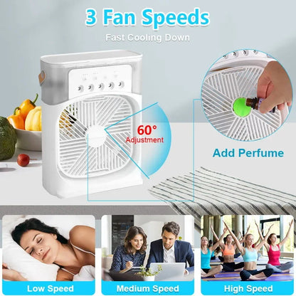 Portable Humidifier Fan AIr Conditioner Household Small Air Cooler Hydrocooling Portable Air Adjustment For Office 3 Speed Fan