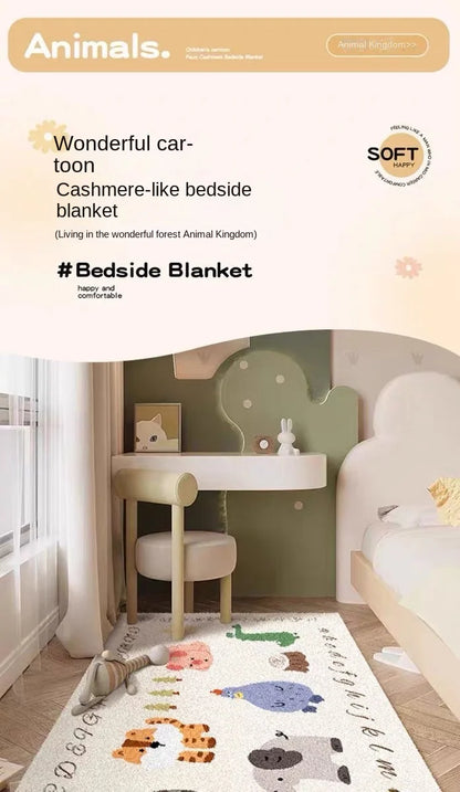 VIKAMA Children's Room Imitation Cashmere Carpet Bedroom Bed Blanket Baby Play Reading Area Climbing Mat Living Room Floor Mat