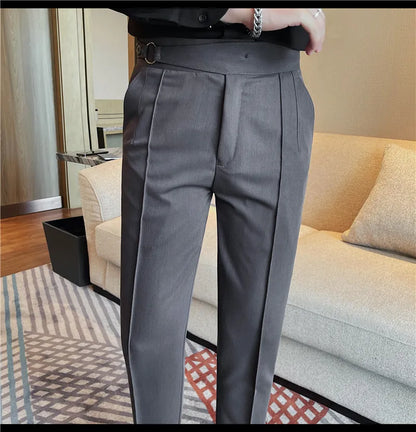 High Quality Men's Suit Pants Solid Color England Style Slim Fit Smart Casual Trousers Men Spring Autumn Fashion Suit Pants Man