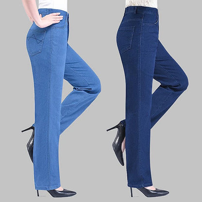 Plus Size 28-38 Straight Jeans Women Casual High Waist Classic Denim Pants Mom Baggy Stretch Kot Pantolon Wash Vintage Vaqueros