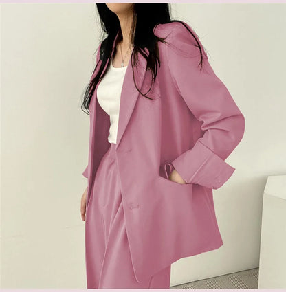 Fashion 2024 Spring and Autumn Small Suit Retro jacket slim 2-piece Set For Women Korean Style Casual Top and Pants Suit