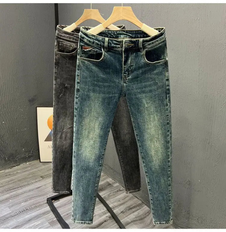 Spring Autumn Casual Slim Denim Jeans for Men Fashion Pants Men's Luxury Mens Designer Clothes Washed Trousers Streetwear Pants