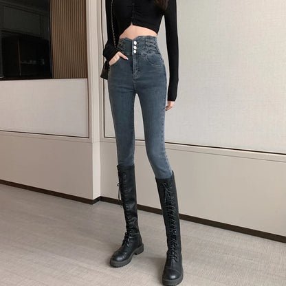 Woman High Waist Skinny Jeans Fashion Autumn Slim Elastic Pencil Denim Pants Tight Hip Lifting Leggings Jeans Female Streetwear