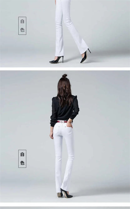 Female Elastic Force Straight Cylinder Pants Spring Autumn Annals Women Micro Flared Trousers Ladies New Solid Color Pantalons