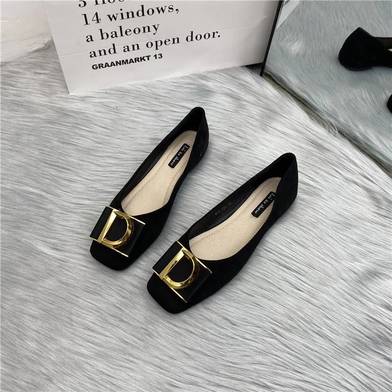 Luxury Square Toe Flat Shoes Soft Soled Ballet Shoes Pregnant Women's Shoes Thousand Bird Work Shoes Loafers Lolita Shoes