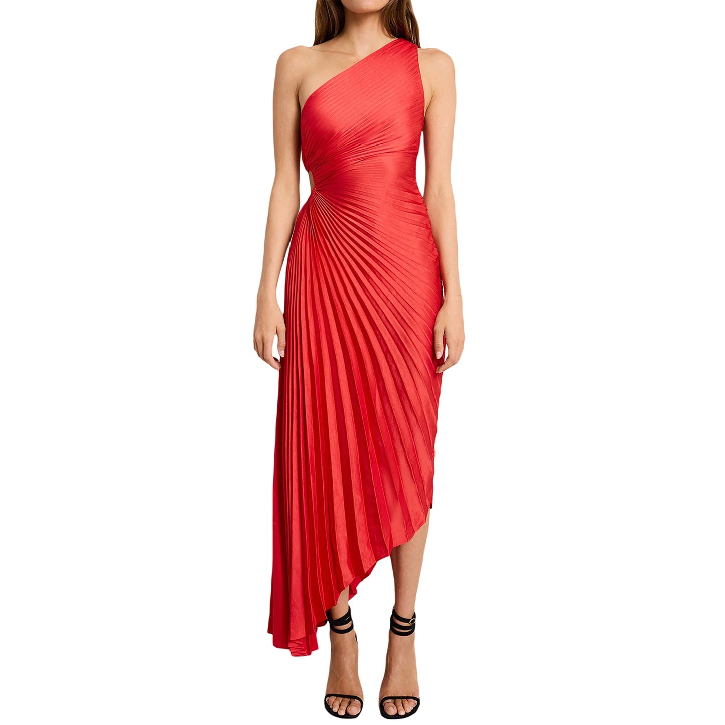 Women Elegant Long Dress Summer Sleeveless One-shoulder Pleated Hollowed Irregular Dress for Cocktail Party Beach Sundress Y2K