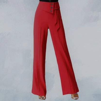 Autumn New Temperament Simple Fashion Versatile High Waist Wide Leg Pants Women Solid Button Dance Casual Straight Trousers 2023