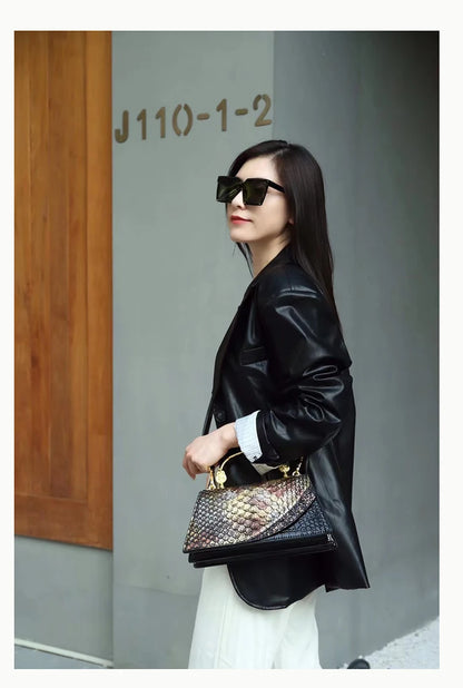 Fashion Brand Genuine Leather Women's Handbags 2024 New Crocodile Pattern Shoulder Crossbody Bag Lady Party Messenger Shell Bags