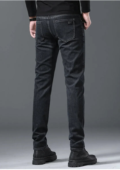 2024 Spring Summer New Style Classic Slim Jeans for Men Korean Fashion Simple Solid Color Straight Skinny Denim Trousers Male