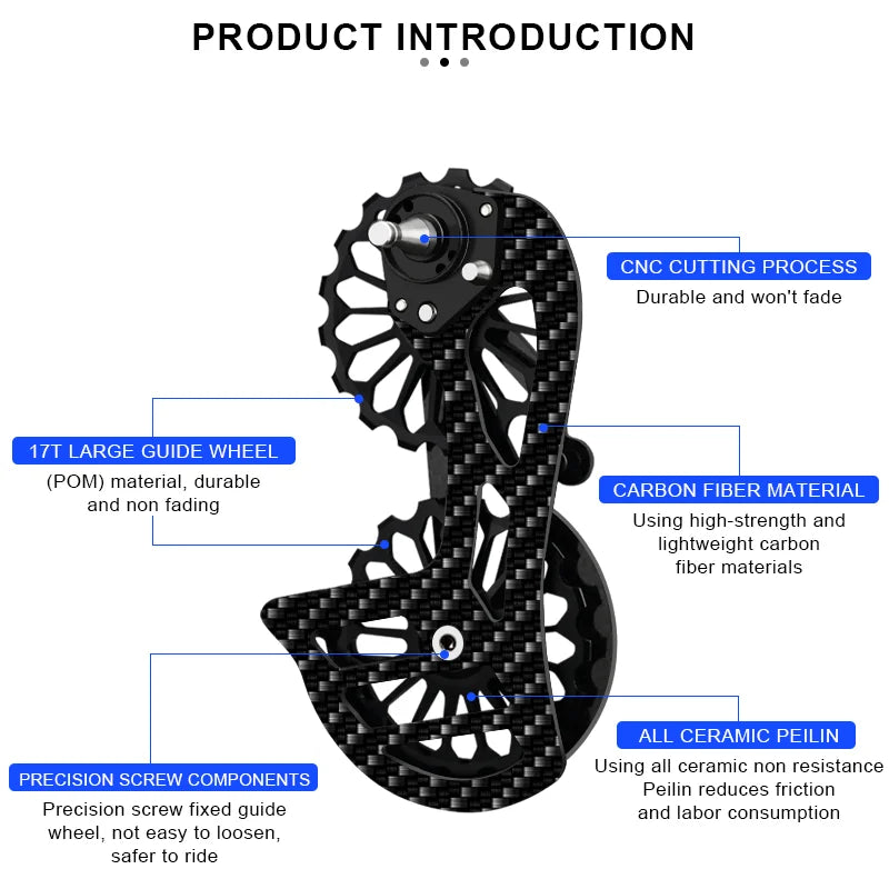 Bicycle Rear Derailleur Carbon Fiber Ceramic 13T 17T Pulley Guide Wheel For Shimano R5800 R6800 R7000 R8000 R9000 For Sram