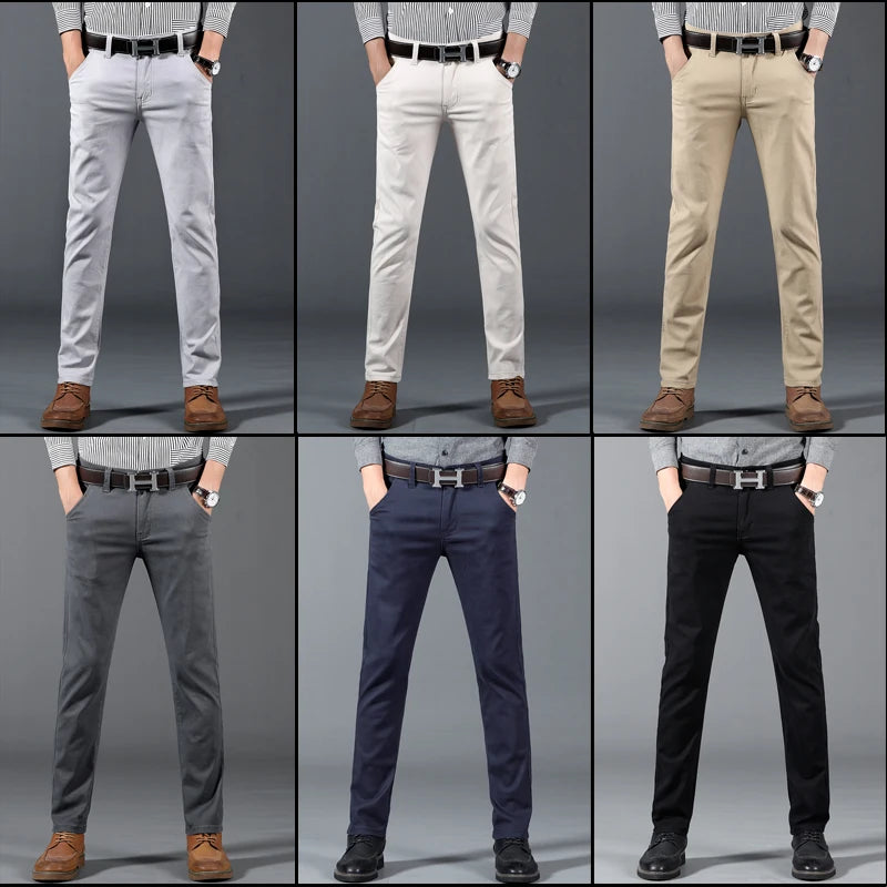 Men Classic 6 Color Casual Pants Men Spring Autumn New Business Fashion Comfortable Stretch Cotton Elastic Straigh Jeans Trouser