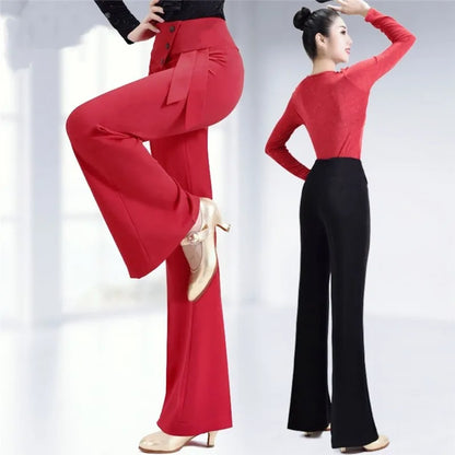 Wide-Leg Women Pants High Waist Latin Dance National Standard Dance Modern Dance Samba  Acrobatics Square Dance Social Dance