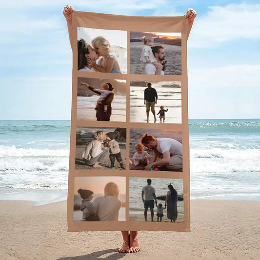 Custom Beach Towel with Photos Personalized Picture Bath Pool Towel Customized Gifts for Boys Girls Teens Birthday Father's Day