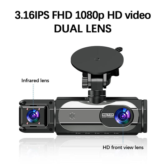Caméra embarquée pour voitures FHD1080P Enregistreur de conduite Caméra de voiture DVR Vision nocturne Enregistreur vidéo Intégré Wi-Fi Tachographe Pièces automobiles