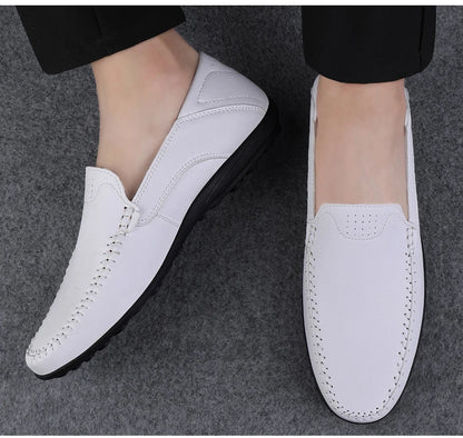 Men's casual leather shoes four seasons plus size soft sole comfort outdoor fashion youth business leather shoes driving shoes