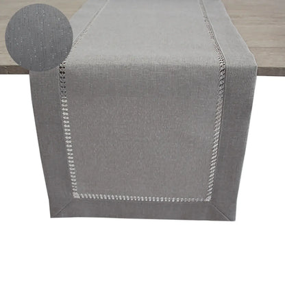 Handmade Hemstitch Gray Dining Table Runner Or Dresser Scarf Rectangular 32x183CM for Family Kitchen Table Runners