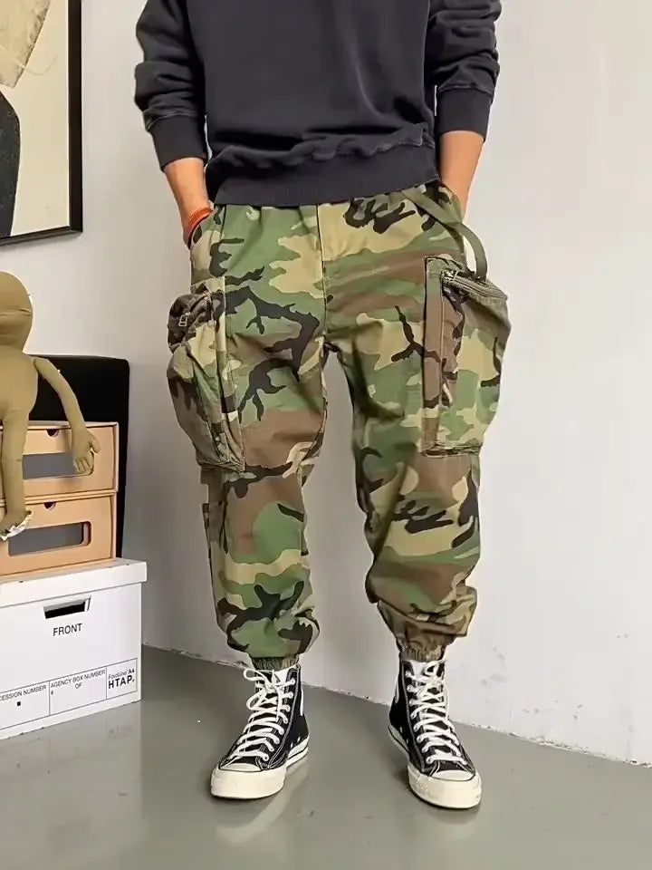 Autumnamerican Stylecasual Camouflage Cargo Pants Men's Loose-fit Trendy Brand Outdoor U.s. Military Style Harajuku Trousers