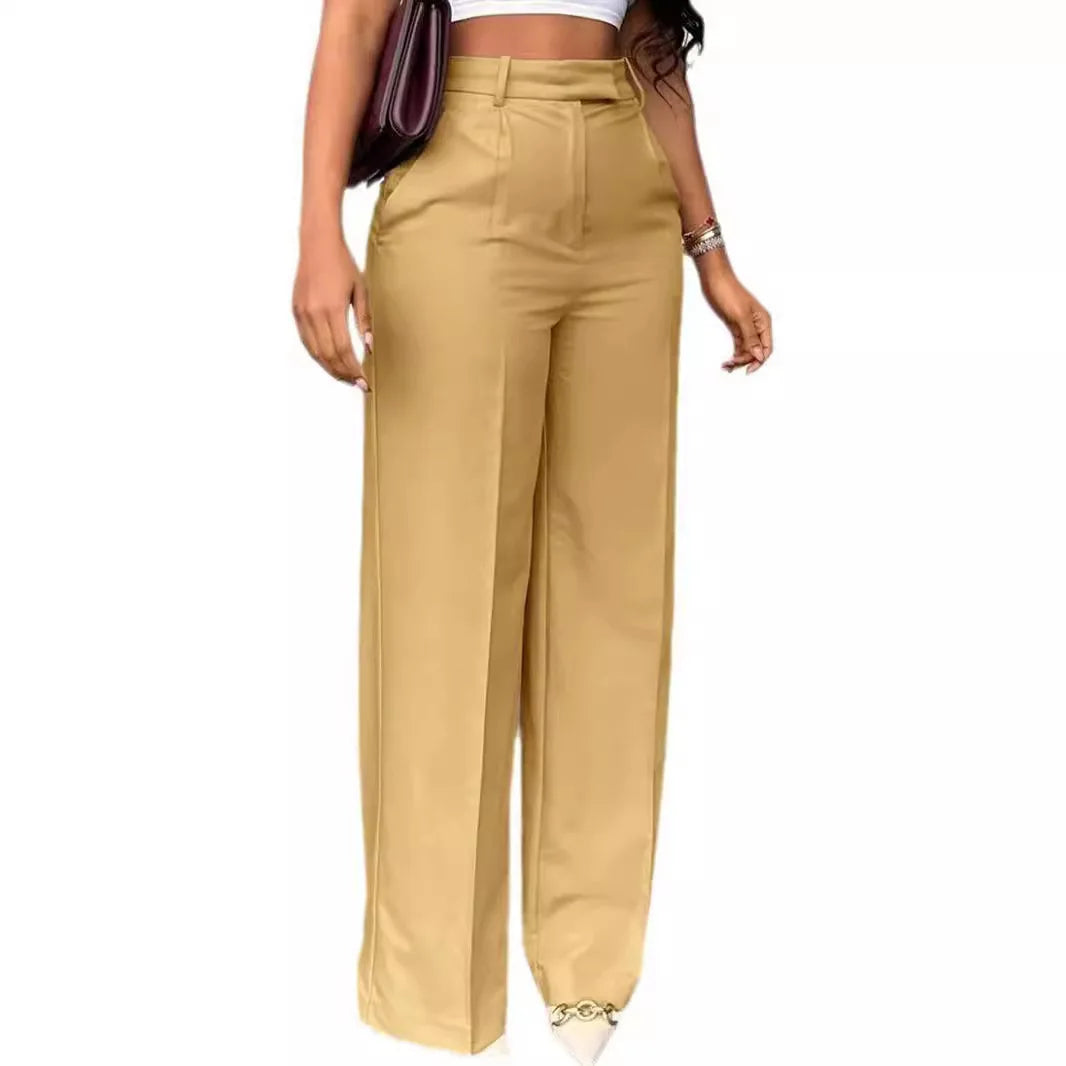 New Commuting High Waist Hanging Straight Leg Wide Leg Casual Formal Women's Pants