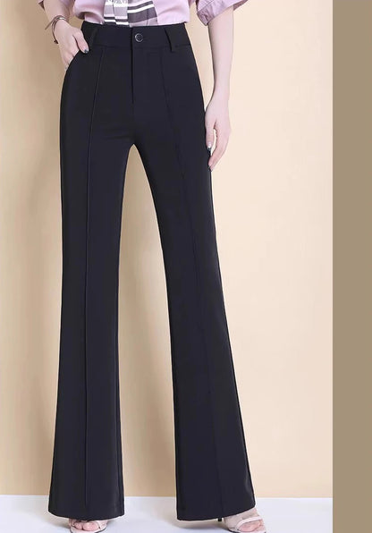 White Suit Flare Pants Women Casual Slim High Waist Office Straight Pantalones New Korean Elegant Formal Spodnie Black Trousers