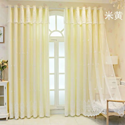 1 Panel 140cm Width Semi Blackout Curtain for Living Room Bedroom Girl Princess Style Double Layer Curtain