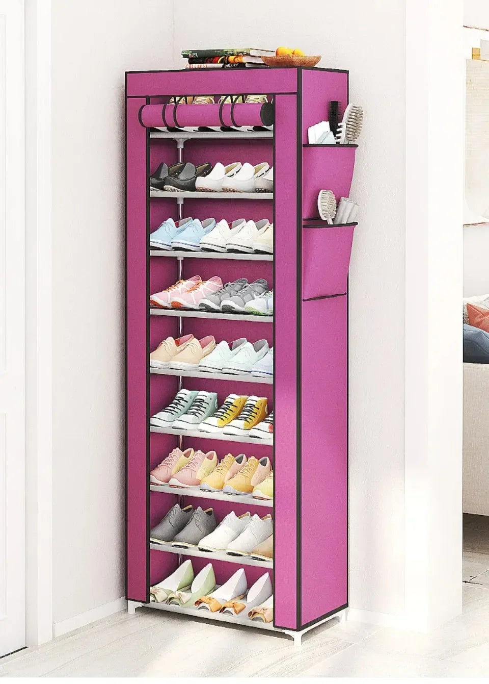 Multi Functional Home Shoe Rack Multi Layer Nail Free Installation Storage Cabinet Waterproof Windproof and Thickened Shoe Rack