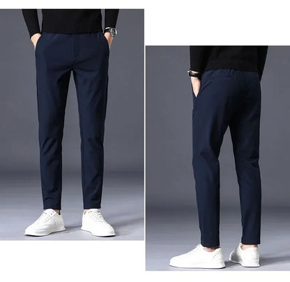 Spring Summer Thin Men's Business Casual Pants High Elastic Jogger Slim Straight Korean Brand Trousers Clothes Black Gray Blue