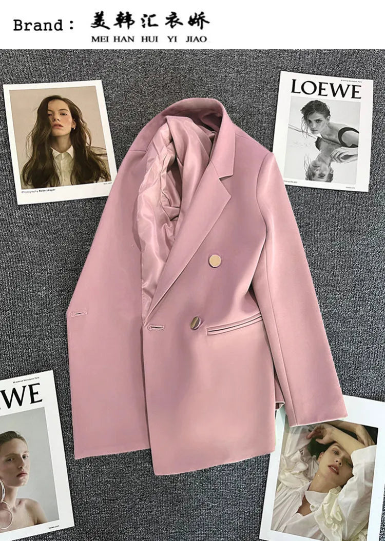 Office Lady Elegant Single Button Blazer For Women 2023 Autumn Long Sleeve Slim Stylish Jackets Winter Casual Chic Tops Coats