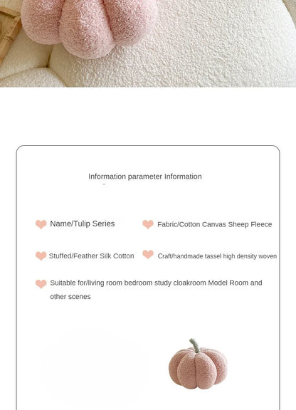 Ins Wind Tulip Pillow Living Room Sofa Pillow Bedhead Waist Pillow Pink Cute Pumpkin Home Cushion Atmosphere Decoration