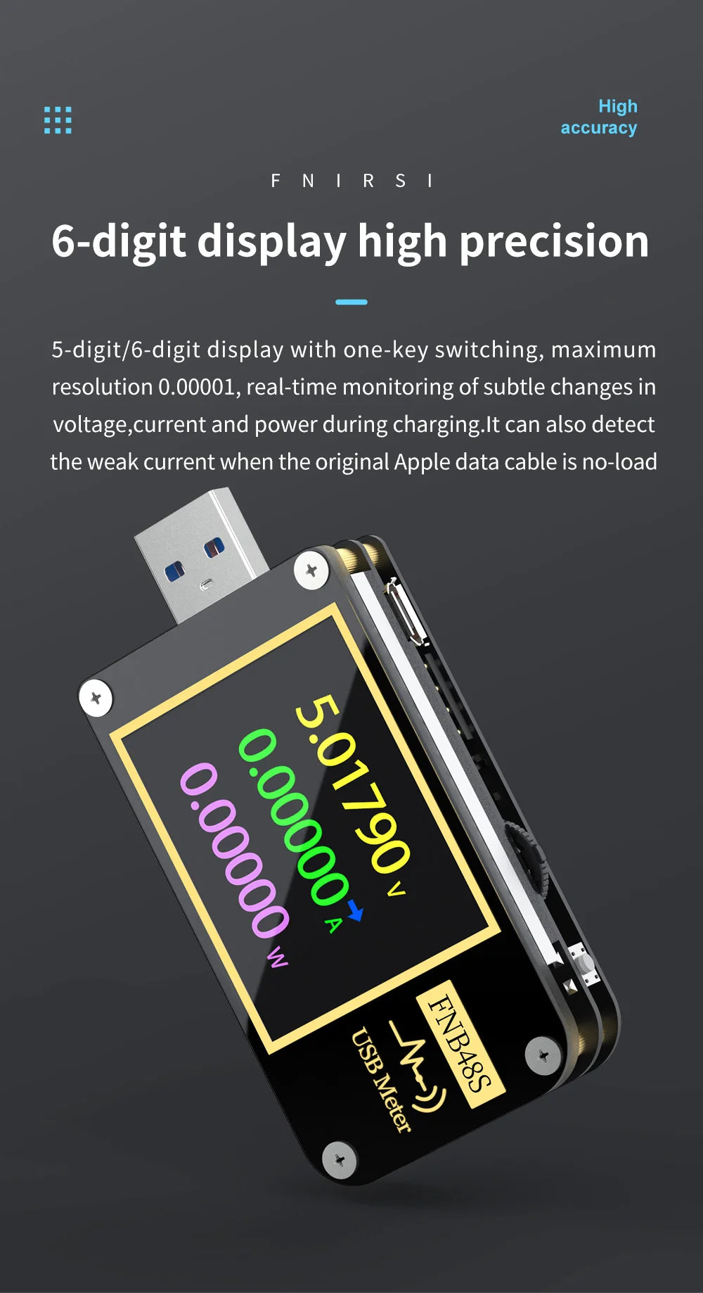 FNIRSI FNB48S Digital Voltmeter Ammeter Current Voltmeter USB Tester Voltage Indicator Professional Tools for Electricians