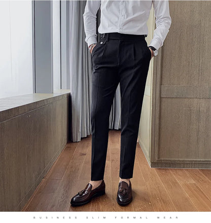 2024 Autumn Spring High Quality Men's Slim Fit Suit Pants Business Casual Trend Korean Fashion Straight Leg Pants 29-36