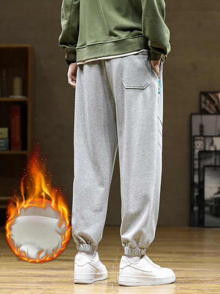 2023 New Winter Men's Sweatpants Thick Warm Fleece Liner Colorfull Drawstring Cotton Trainning Jogger Pants