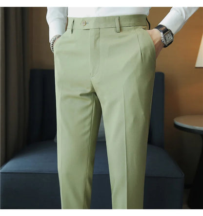 2023 Autumn New Solid Straight Casual Pant High Quality Fashion Simplicity Men Suit Pants Formal Business Office Social Trousers