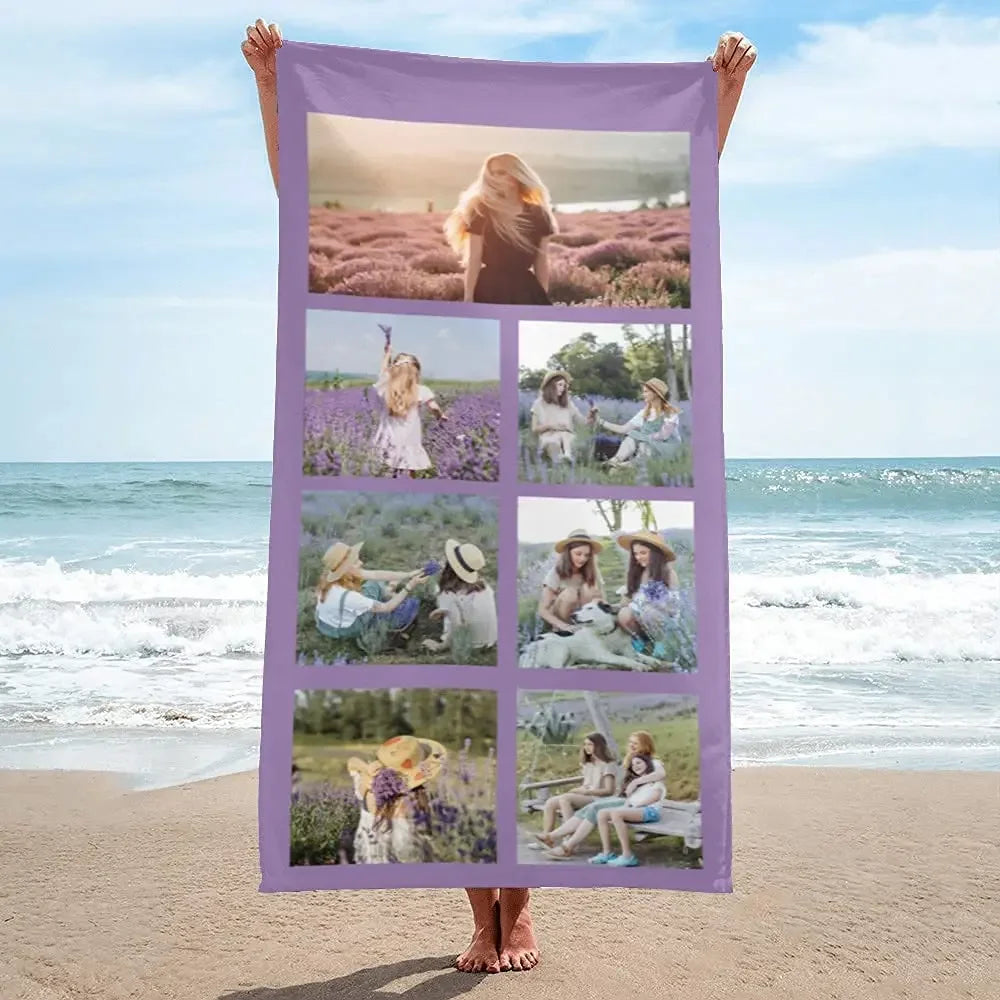 Custom Beach Towel with Photos Personalized Picture Bath Pool Towel Customized Gifts for Boys Girls Teens Birthday Father's Day