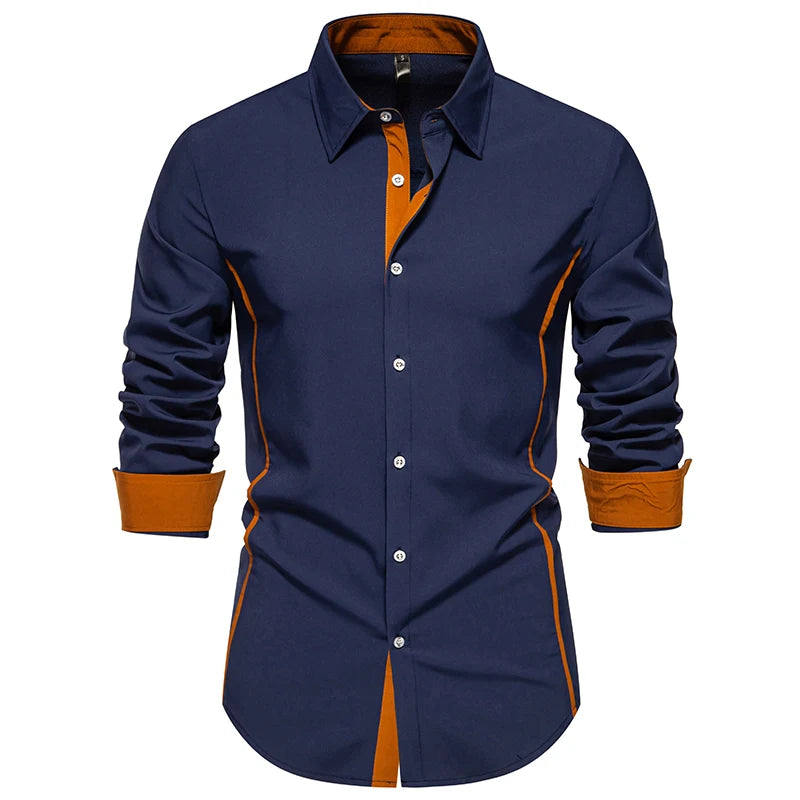 Men Shirts Europe Size New Arrivals Slim Fit Male Shirt Solid Long Sleeve British Style Cotton Men's Shirt Office