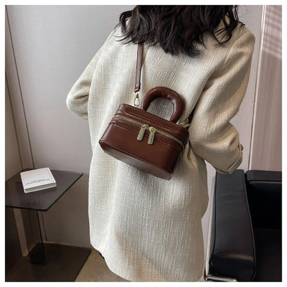 Light Luxury Design Sense Mini Crossbody Bag Korean Solid Oil Wax Leather High-end Texture Handbag Women Simple Small Square Bag